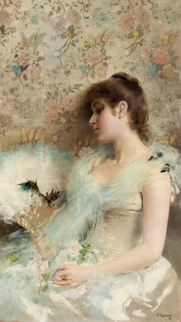 Digital Print - Girlwith hummingbirds by Vittorio Matteo Corcos