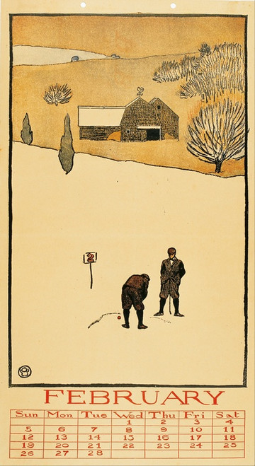 Digital Print - Golf Calendar. February by Edward Penfield