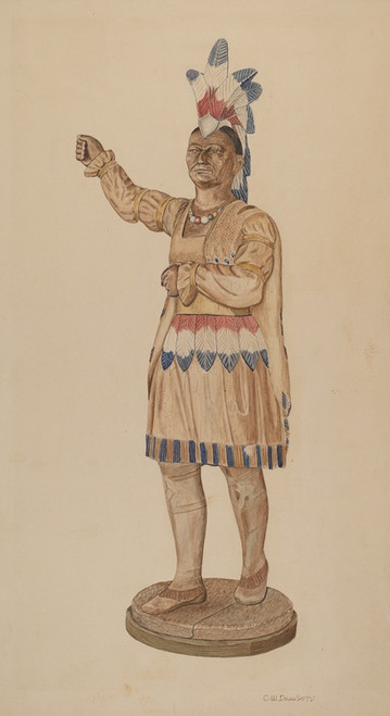 Digital Print - Cigar Store Indian by Clarence W. Dawson
