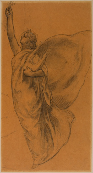 Digital Print - Femme drape volant, tenant une lyre by Pierre Puvis de Chavannes