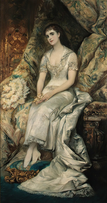 Digital Print - A Portrait Of A Seated Lady, Possibly Countess Bianca Teschenberg by Hans Makart