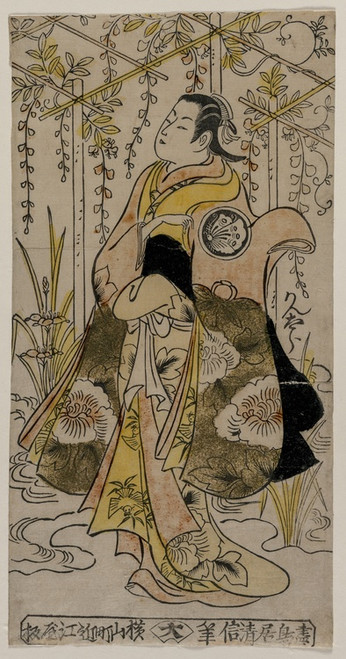 Digital Print - Sanjo Kantaro as a Young Woman Standing in a Wisteria Arbor by Torii Kiyonobu I