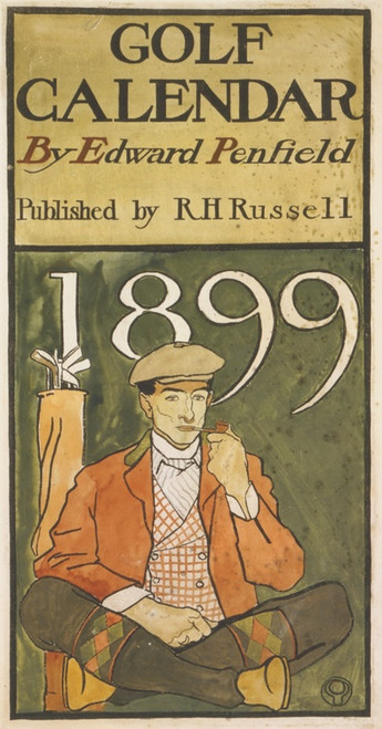 Digital Print - Golfer seated by clubs by Edward Penfield