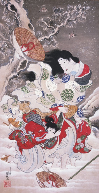 Digital Print - Lady Tokiwa Fleeing with Children by Utagawa Kunitsugu