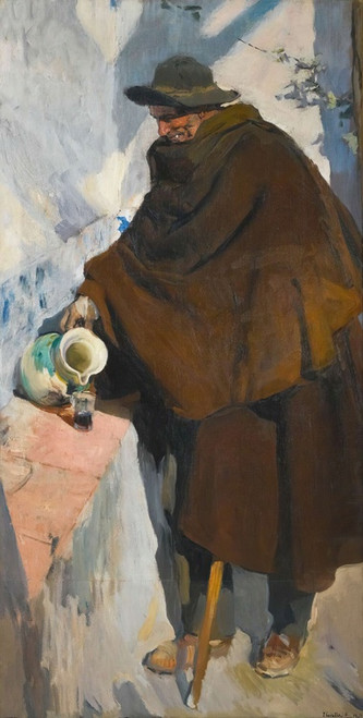 Digital Print - Viejo Castellano Sirvindose Vino (The Old Man Of Castille) by Joaqun Sorolla