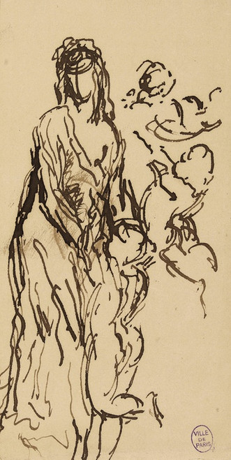 Digital Print - Figure de femme debout avec des amours by Narcisse-Virgile Diaz de La Pea