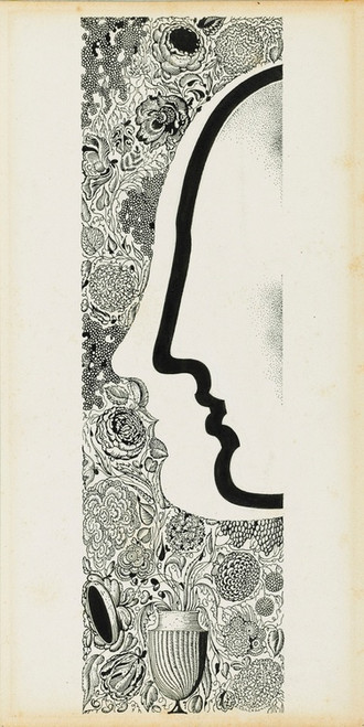 Digital Print - Faces in profile with a floral motif by Sergey Chekhonin