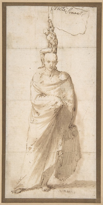 Digital Print - Man Wearing a Large Cloak and a Small Naked Man on His Head by Jusepe de Ribera