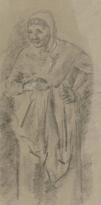Digital Print - Standing old farmwoman by Anton Burger