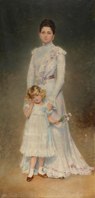 Digital Print - Portrait of Anna Maria Elisabeth Aloyse Countess Chorinsky Freiin von Ledske with her governess by Adolf Pirsch