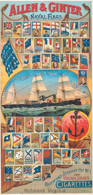 Digital Print - Allen & Ginter, naval flags, Richmond straight cut no. 1 and Virginia brights cigarettes by Geo. S. Harris & Sons