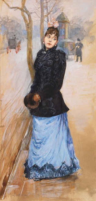 Digital Print - Dame mit Muff by Franz Skarbina