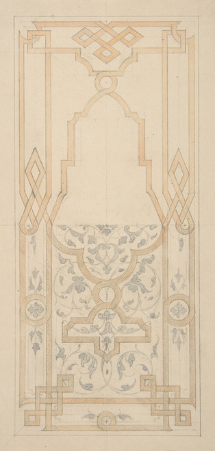Digital Print - Design for a panel ornamented with strapwork and rinceaux by Jules-Edmond-Charles Lachaise