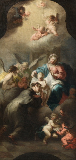 Digital Print - The appearance of the baby Jesus and the Mother of God to St. Antonius von Padua by Michelangelo Unterberger