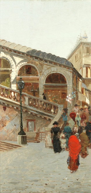 Digital Print - Venetians at the foot of the Rialto Bridge by Vettore Zanetti-Zilla