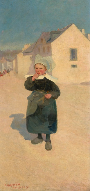 Digital Print - Breton girl, late from school by Robert Murdoch Wright