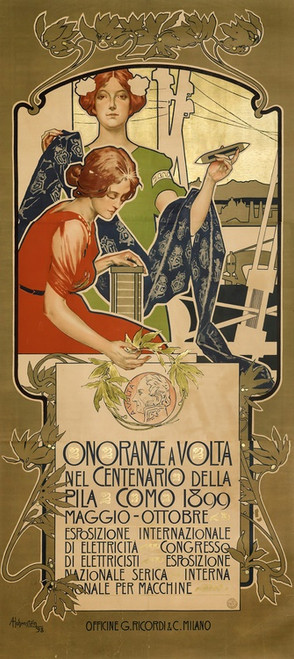Digital Print - Onoranze A Volta Nel Centenario Della Pila Como 1899 by Adolfo Hohenstein