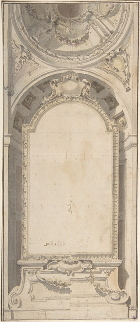 Digital Print - Architectural Design with an Altarpiece Framed in a Niche and Surmounted by a Dome by Flaminio Innocenzo Minozzi