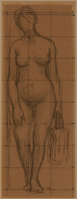 Digital Print - Femme nue de face, tenant un arrosoir dans la main gauche by Pierre Puvis de Chavannes