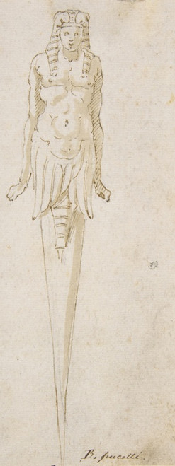 Digital Print - Design for Pointed Utensil with an Egyptian Style Figure on the Handle by Bernardino Poccetti