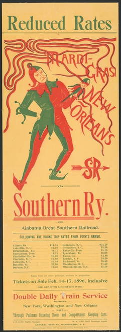 Digital Print - Reduced rates Mardi-Gras New Orleans via Southern Ry. and Alabama great southern railroad by H. Sophie Loury
