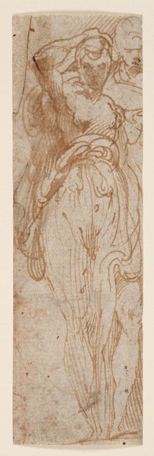 Digital Print - Stehende Frau von vorn, die Rechte zum Kopf fhrend, rechts hinter ihr eine zweite Figur by Parmigianino