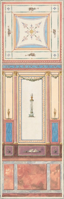Digital Print - Design for Wall Paneling and Ceiling in Pompeiian Style, The Deepdene, Dorking, Surrey by Jules-Edmond-Charles Lachaise