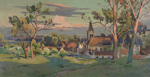 village avec une glise by Paul Lon Felix Schmitt: Digital File: JPG