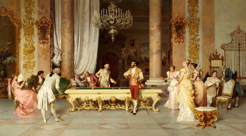 A game of billiards by Francesco Beda: Digital File: JPG