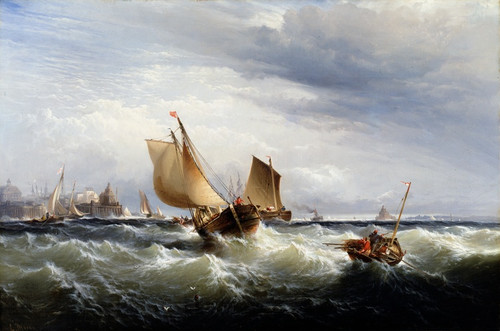 Fishing Boats Beating up to Windward by Edward Moran: Digital File: JPG