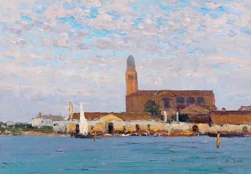 A view of the cathedral in Chioggia by Alfred Zoff: Digital File: JPG