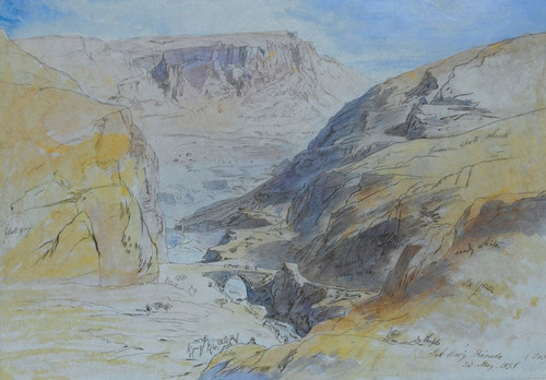The Gorge At Suk Wady Barada, Lebanon by Edward Lear: Digital File: JPG