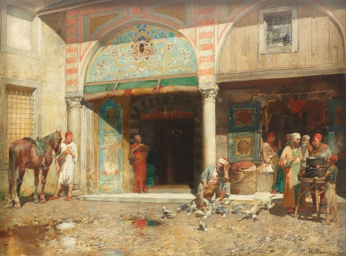 Outside the mosque by Alberto Pasini: Digital File: JPG