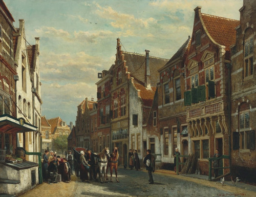 The Wijdstraat, Oudewater, in summer by Cornelis Springer: Digital File: JPG