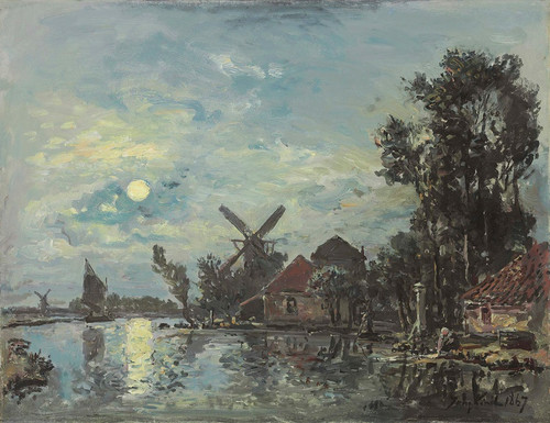 Effet De Lune Sur L'estuaire, Hollande by Johan Barthold Jongkind: Digital File: JPG