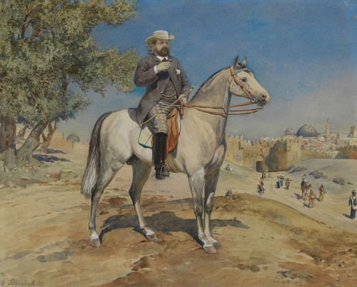 A horseman by a Jerusalem Gate by Gustav Bauernfeind: Digital File: JPG