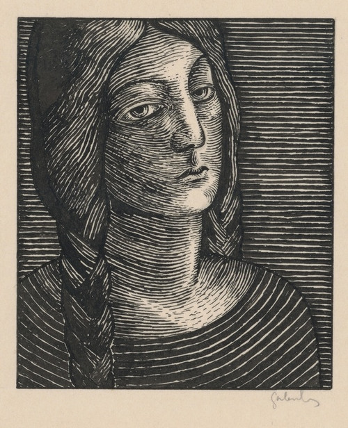 Head Of A Woman With Long Braids by Mikul Galanda: Digital File: JPG