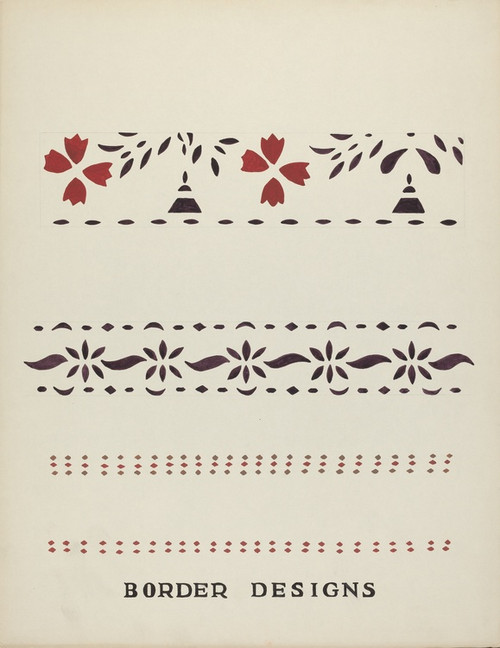 Border Designs From Proposed Portfolio Maine Wall Stencils by Mildred E. Bent: Digital File: JPG