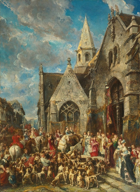 St. Hubert's Day (The Blessing of the Hounds) by Eugne Isabey: Digital File: JPG