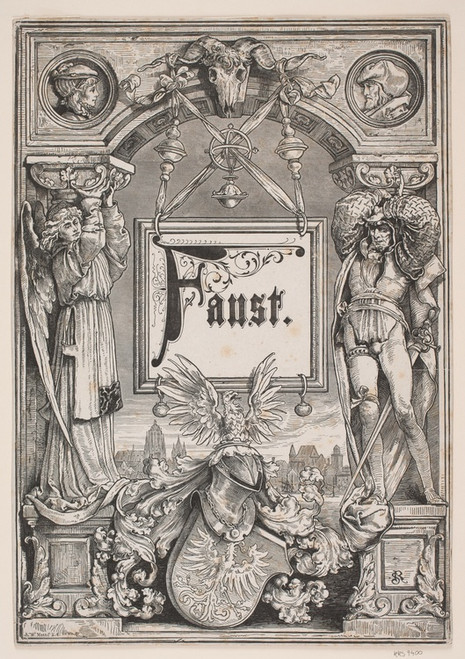 Titelblad og Vignet til en udgave af Faust , Mnchen 1884 by Andr Bork: Digital File: JPG