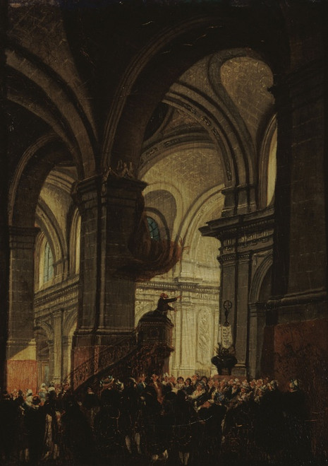 Sermon d'un capucin dans l'glise Saint-Roch by Pierre-Antoine Demachy: Digital File: JPG