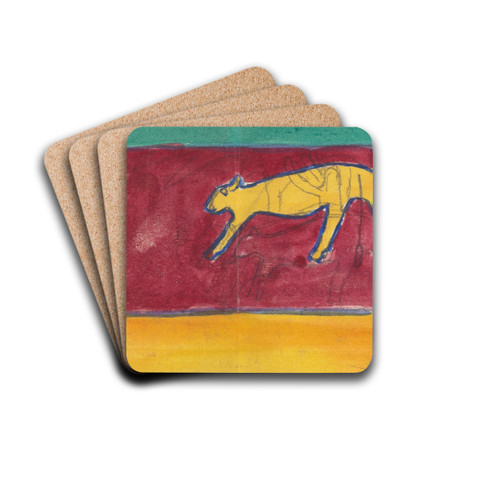 Cave of the Golden Calf; Study for Mural of Calf and Worshipping Figures by Spencer Frederick Gore Drink Coasters - set of 4