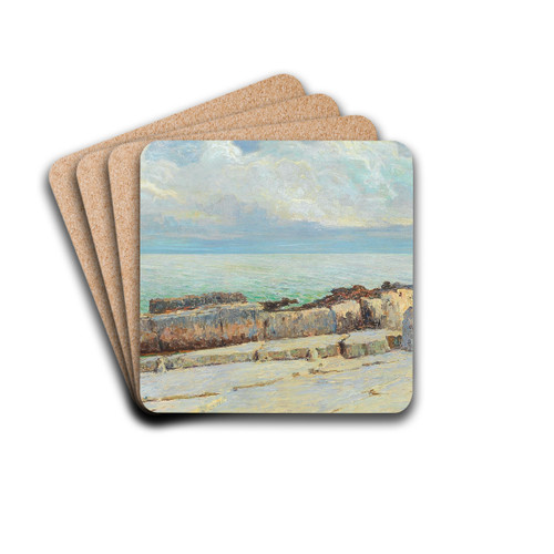 Coastal landscape by Menci Clement Crni Drink Coasters - set of 4