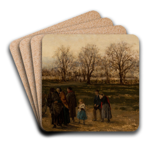 Funeral of a Pauper in Germany by Franciszek Streitt Art Drink Coaster set Funeral of a Pauper in Germany by Franciszek Streitt Art Drink Coaster set