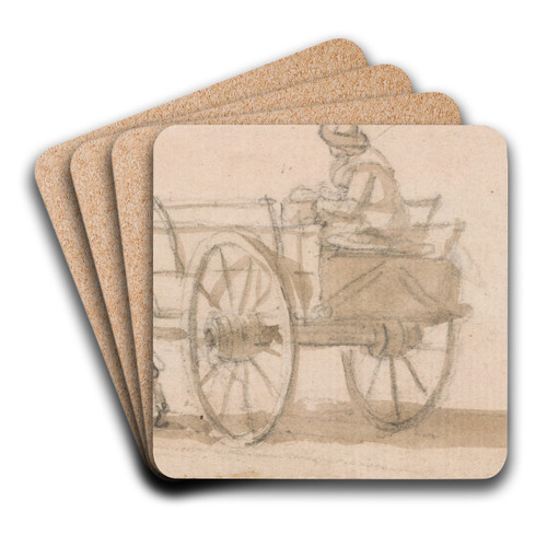 Two Wheeled Cart and Figures by Paul Sandby Art Drink Coaster set