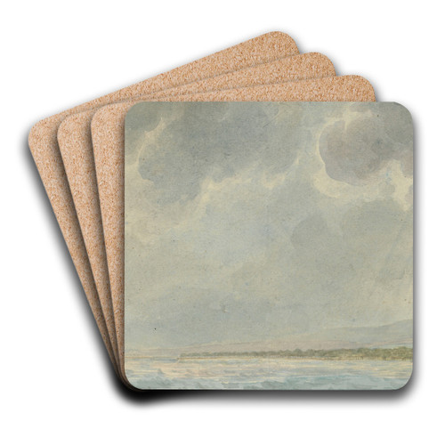 Stormy Landscape with Rockfall at Right, Viewed From the Sea by Willey Reveley Art Drink Coaster set