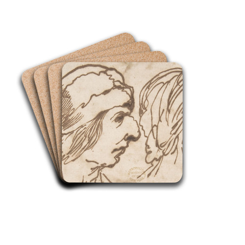 Four Caricatured Heads by Pier Francesco Mola Drink Coasters - set of 4