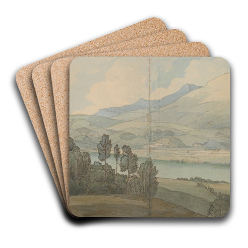 View of Lake Coniston, Lancashire by Francis Towne Art Drink Coaster set View of Lake Coniston, Lancashire by Francis Towne Art Drink Coaster set