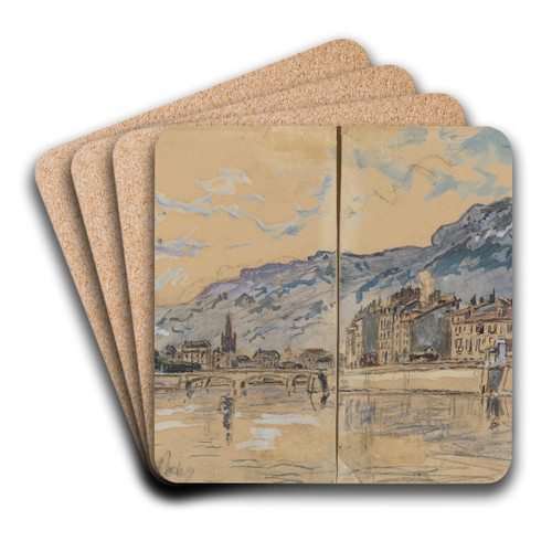 Grenoble by Johan Barthold Jongkind Art Drink Coaster set Grenoble by Johan Barthold Jongkind Art Drink Coaster set