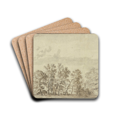 Village underneath trees by Gerrit Adriaensz. Berckheyde Drink Coasters - set of 4